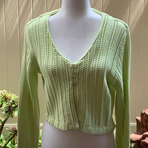 Lovely, Summery Lime Cardigan. Sz. M. 100% Cotton. - Picture 3 of 10